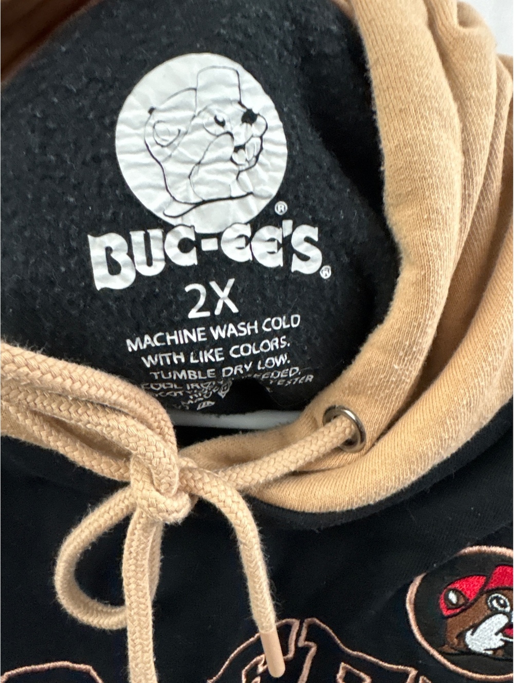 Bucees Hoodie Sweatshirt Mens Unisex 2XL Two Tone Black Tan  Logo Texas Cozy - Picture 3 of 6